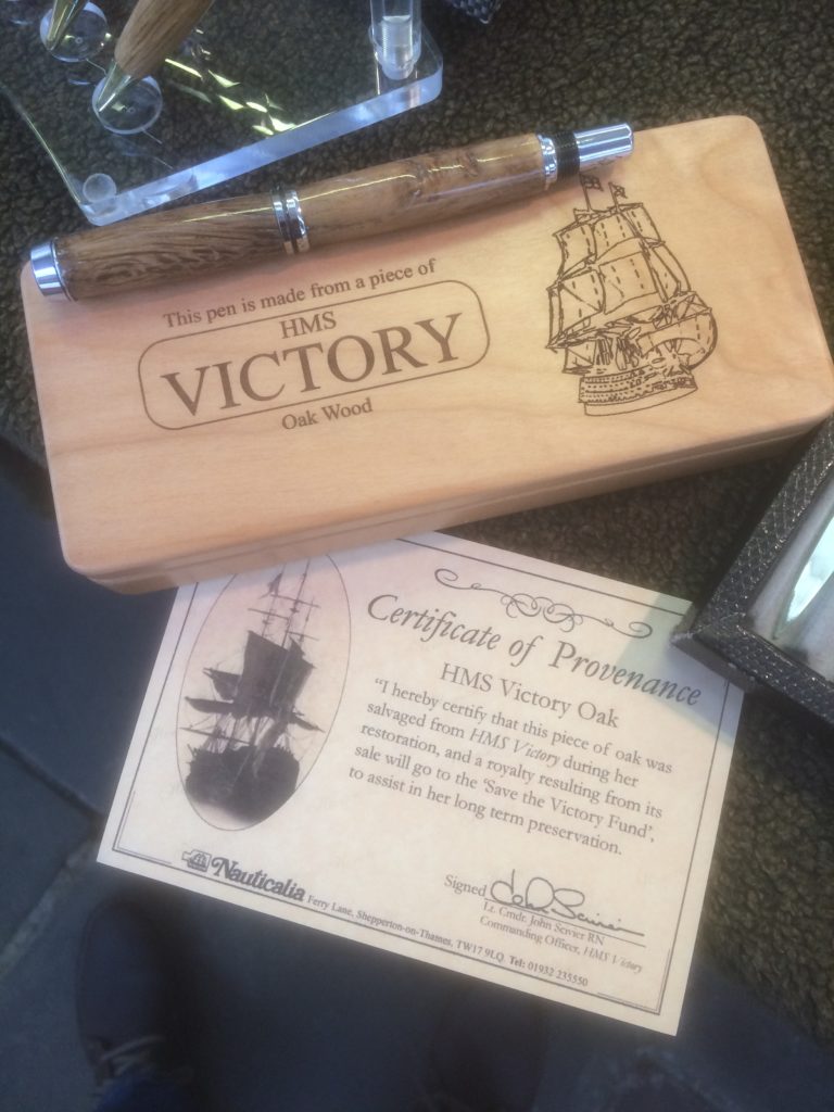 HMS Victory pen with engraved box and certificate of provenance